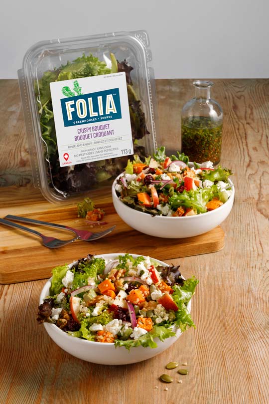 Serres Folia - Recette de salade aux patates douces, pommes et chèvre
